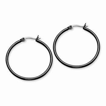 Stainle Steel Black IP plated 32mm Hoop Earrings