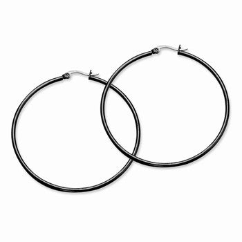 Stainle Steel Black IP plated 60mm Hoop Earrings