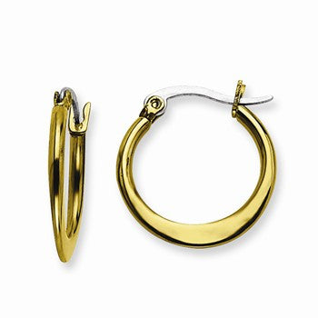 Stainle Steel Gold IP plated Tapered 19mm Hoop Earrings