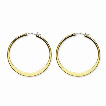 Stainle Steel Gold IP plated Tapered 43mm Hoop Earrings