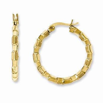 Stainle Steel Yellow IP-plated Textured Hoop Earrings