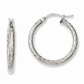 Stainle Steel Small Textured Hollow Hoop Earrings