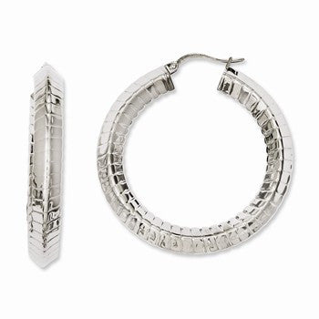 Stainle Steel Textured Hollow Hoop Earrings