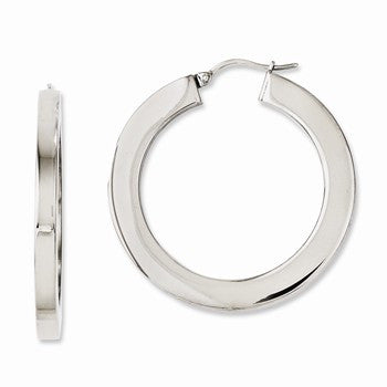 Stainle Steel Polished Hollow 30mm Flat Hoop Earrings