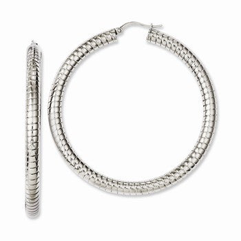 Stainle Steel Textured Hollow Hoop Earrings