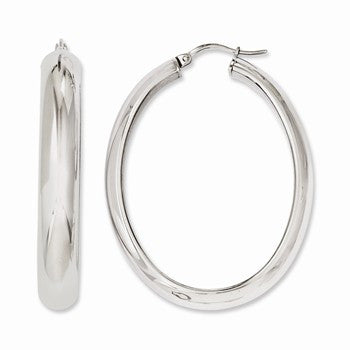 Stainle Steel Polished Hollow Oval Hoop Earrings