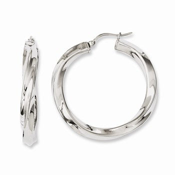 Stainle Steel Twisted Polished Hollow Hoop Earrings
