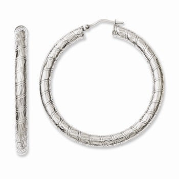 Stainle Steel Textured Hollow Hoop Earrings