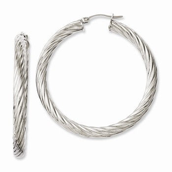 Stainle Steel Textured Hollow Hoop Earrings