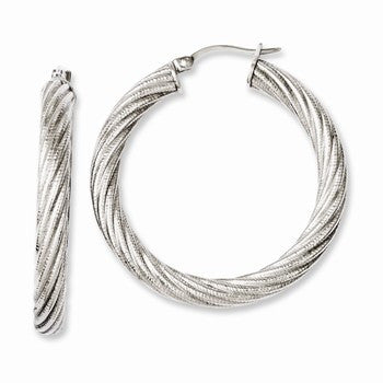Stainle Steel Textured Hollow Hoop Earrings