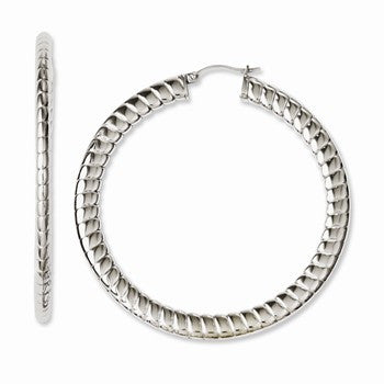 Stainle Steel Textured Hollow Hoop Earrings
