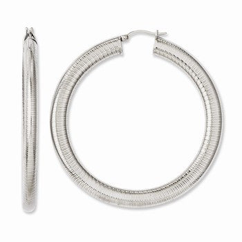 Stainle Steel Textured Hollow Hoop Earrings