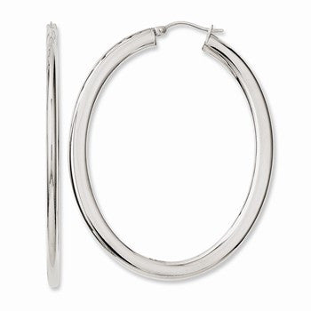 Stainle Steel Polished Hollow Oval Hoop Earrings