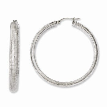 Stainle Steel Textured Hollow Hoop Earrings