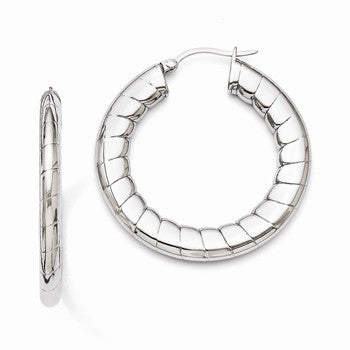 Stainle Steel Textured Hollow Hoop Earrings