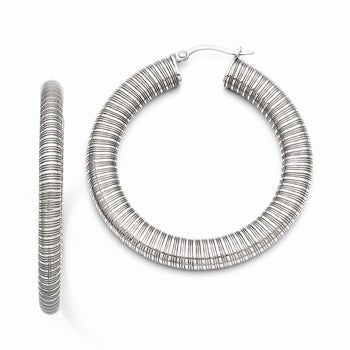 Stainle Steel Textured Hollow Hoop Earrings