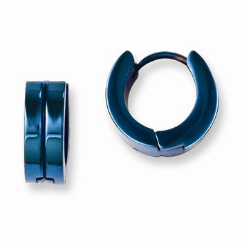 Stainle Steel Blue IP-plated Hinged Hoop Earrings