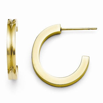 Stainle Steel Yellow IP-plated J-Hoop Earrings