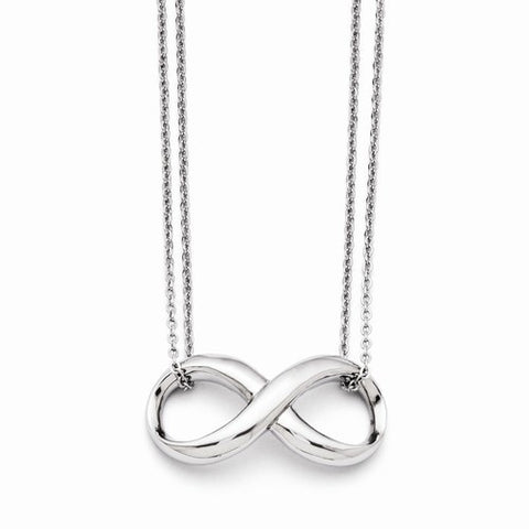 Stainless Steel Polished Two Strandfinity Symbol Necklace