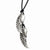 Stainless Steel Antiqued Wings On Black Leather Cord Necklace