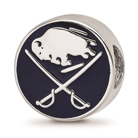 Sterling Silver NHL LogoArt Buffalo Sabres Enameled Logo Bead