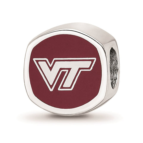 Sterling Silver LogoArt Virginia Tech Vt Cushion Shaped Double Logo Bead