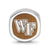 Wake Forest University Wf Primary Cushion Shaped Double Logo Charm Bead in Sterling Silver