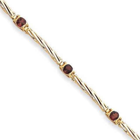 14K Yellow Gold Garnet Bracelet