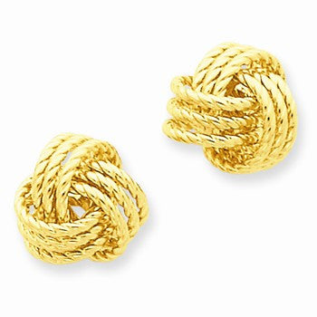14k Yellow Gold Polished Twisted Love Knot Post Earrings