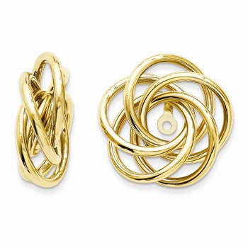 14k Yellow Gold Polished Love Knot Earring Jackets