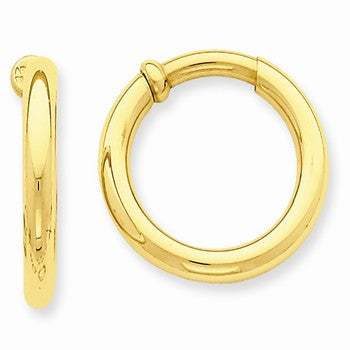 14k Yellow Gold Non-pierced Hoop Earrings