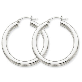 14k Yellow Gold Polished 4mm Lightweight Round Hoop Earrings