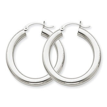 14k Yellow Gold Polished 4mm Lightweight Round Hoop Earrings