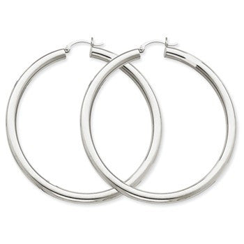 14k Yellow Gold Polished 4mm Lightweight Round Hoop Earrings