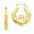 14k Yellow Gold Polished Claddagh Hoop Earrings