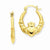 14k Yellow Gold Polished Claddagh Hoop Earrings