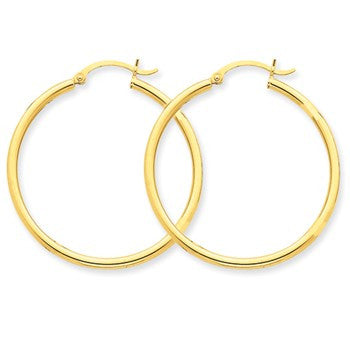 14k Yellow Gold Lightweight Tube Hoop Earrings