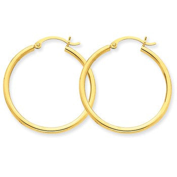 14k Yellow Gold Lightweight Tube Hoop Earrings