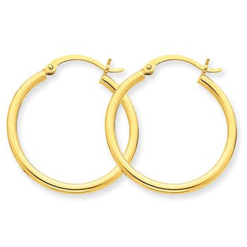 14k Yellow Gold Lightweight Tube Hoop Earrings
