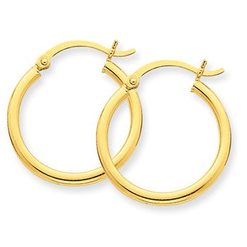 14k Yellow Gold Lightweight Tube Hoop Earrings