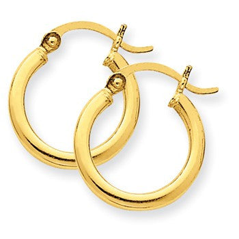14k Yellow Gold Lightweight Tube Hoop Earrings