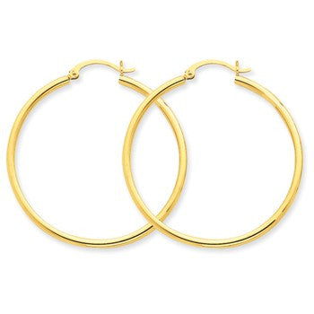 14k Yellow Gold Lightweight Tube Hoop Earrings