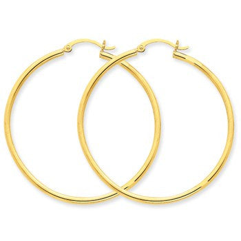 14k Yellow Gold Lightweight Tube Hoop Earrings