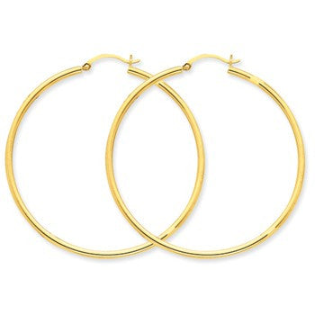 14k Yellow Gold Lightweight Tube Hoop Earrings