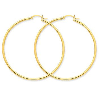 14k Yellow Gold Lightweight Tube Hoop Earrings