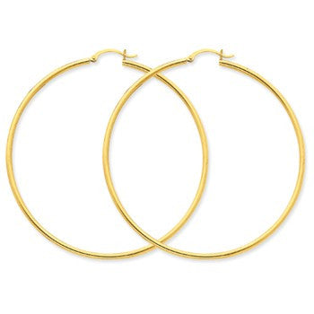 14k Yellow Gold Lightweight Tube Hoop Earrings