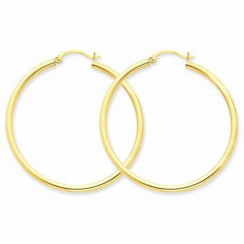 14k Yellow Gold Polished 2.5mm Round Hoop Earrings
