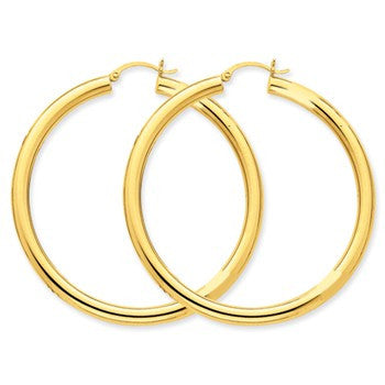 14k Yellow Gold Polished 4mm Lightweight Round Hoop Earrings