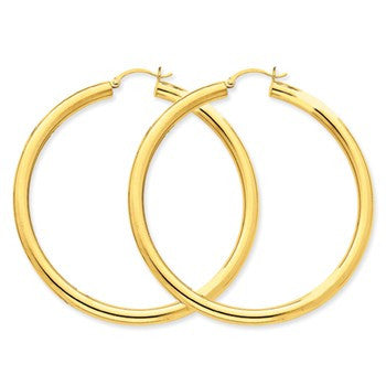 14k Yellow Gold Polished 4mm Lightweight Round Hoop Earrings