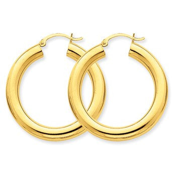 14k Yellow Gold Polished 5mm Lightweight Hoop Earrings